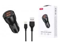 Автомобильное зарядное устройство АЗУ USB + кабель Lightning XO CC55 QC18W+USB12W dual port (NB103)