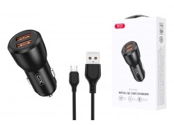 Автомобильное зарядное устройство АЗУ USB + кабель MicroUSB XO CC55 QC18W+USB12W dual port (NB103)