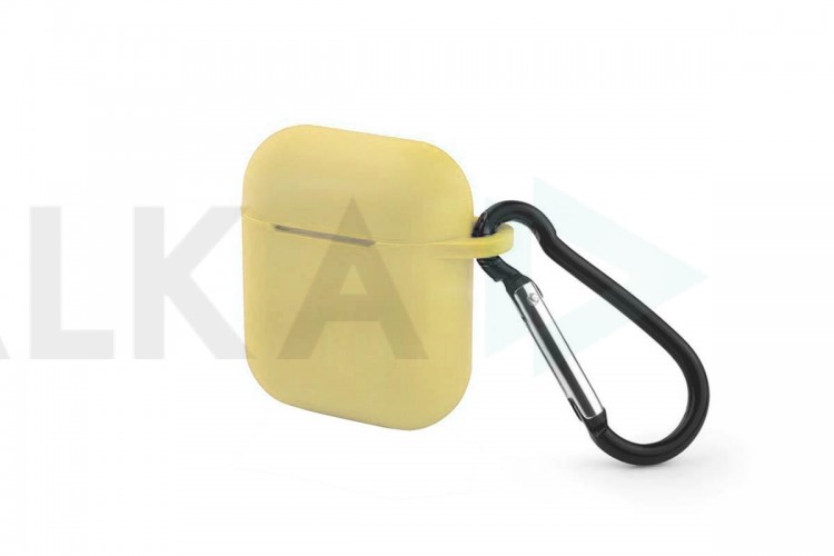 Чехол для наушников Soft-Touch AirPods с карабином и нижней заглушкой (желтый)