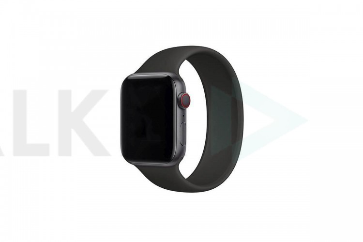 Ремешок силиконовый для Apple Watch 42-44 мм "Монобраслет" цвет черный размер L9  (176 мм)