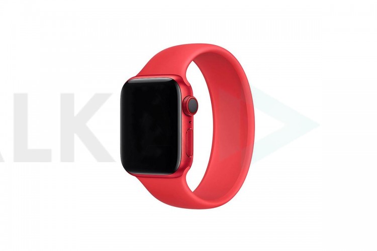Ремешок силиконовый для Apple Watch 42-44 мм "Монобраслет" цвет красный размер L8  (170 мм)