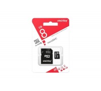 Карта памяти microSDHC Smartbuy 8 GB (class 10) с адаптером (SB8GBSDCL10-01)