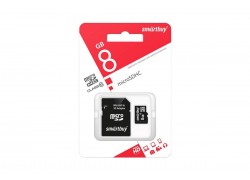 Карта памяти microSDHC Smartbuy 8 GB (class 10) с адаптером (SB8GBSDCL10-01)