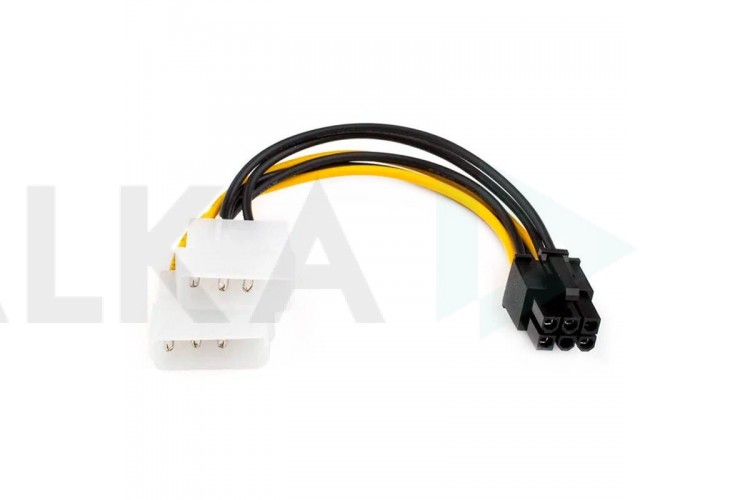 Кабель для блока питания 2 x Molex (мама) - PCI-E 6pin (папа)