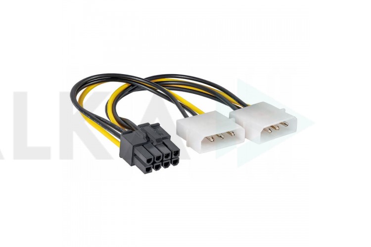 Кабель для блока питания 2 x Molex (мама) - PCI-E 8pin (папа)