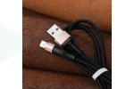 Кабель USB - Lightning HOCO X26, 2,4A (черно-золотистый) 1м (в оплетке)