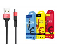 Кабель USB - USB Type-C HOCO X26, 2,4A (черно-красный) 1м (в оплетке)