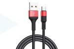 Кабель USB - USB Type-C HOCO X26, 2,4A (черно-красный) 1м (в оплетке)
