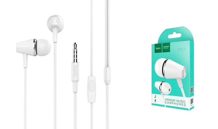 Наушники вакуумные проводные HOCO M34 honor music e (белый)