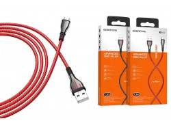 Кабель USB - MicroUSB BOROFONE BU23 2,4A (красный) 1,2м (в оплетке)