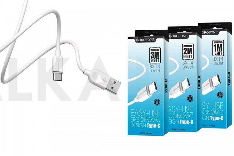 Кабель USB - USB Type-C BOROFONE BX14, 2A (белый) 2м