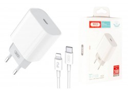 Сетевое зарядное устройство USB-C + кабель Lightning - Type-C XO L77 EU 20W быстрая зарядка (NB113) (Белый)