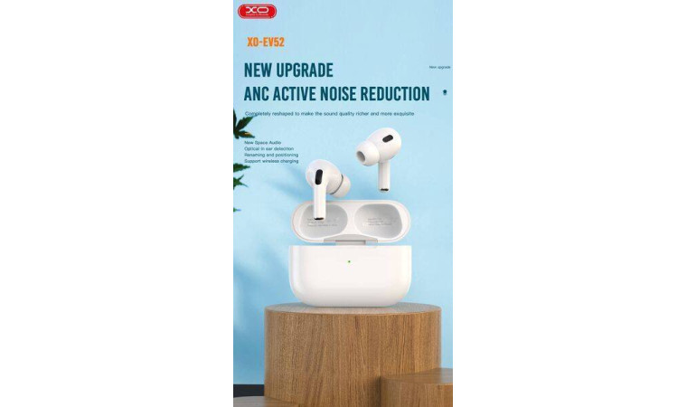 Наушники вакуумные беспроводные XO EV52 ANC noise-cancelling (full functions with buzzer + sliding volume) White Наушники вакуумные беспроводные XO EV52 ANC noise-cancelling (full functions with buzzer + sliding volume) White