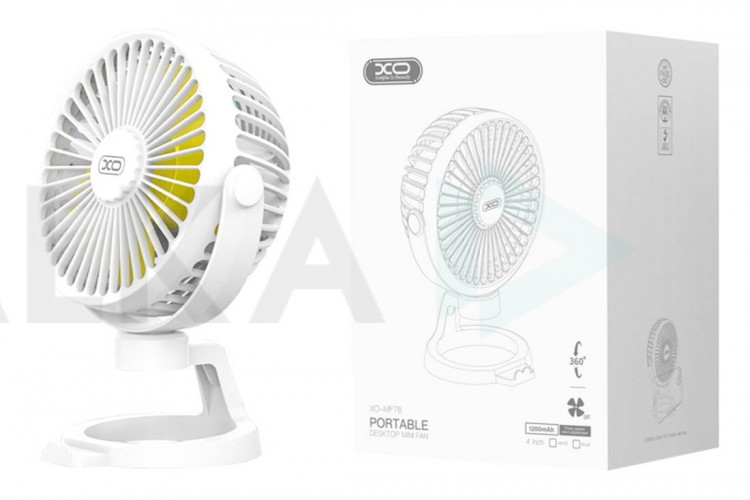 Вентилятор XO MF78 4-inch desktop/bracket adjustable angle fan 1200mAh White