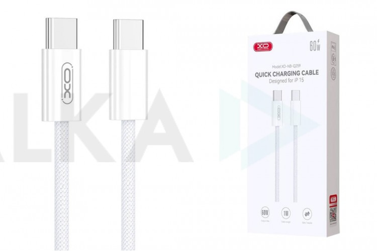 Кабель USB Type-C - USB Type-C XO NB-Q259 iPhone15 60W woven data cable White