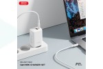 Сетевое зарядное устройство USB + USB-C + кабель Type-C – Type-C XO CE17(EU) 65W GaN Fast Charger (1USB-C 65W/1USB-A 22.5W) White