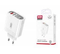 Сетевое зарядное устройство 4USB XO L100(EU)  fast charging charger 1USB QC3.0+3USB 2.4A White