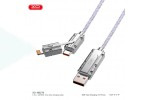 Кабель USB 4 в 1 XO NB276 Illuminated 4-in-1 Multifunctional Data Cable Gray