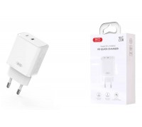 Сетевое зарядное устройство USB-C + USB-L (Lightning) XO L145 20W Bi-directional Reverse Fast Charger White