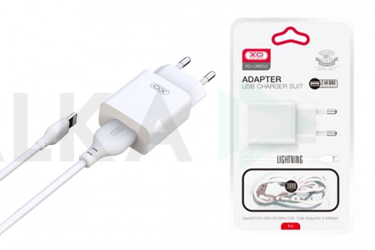 Сетевое зарядное устройство USB + кабель Lightning XO L99 EU 2.4A USB charger with Lighting cable White