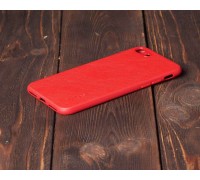 Чехол для iPhone 7 Plus /8 Plus с кожаной вставкой (красный)