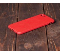 Чехол для iPhone 7 Plus /8 Plus с кожаной вставкой (красный)