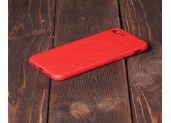 Чехол для iPhone 7 Plus /8 Plus с кожаной вставкой (красный)