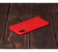 Чехол для iPhone X/XS с кожаной вставкой (красный)
