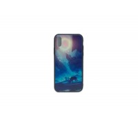 Чехол стеклянный iPhone X светящийся (рисунок в ассортименте)