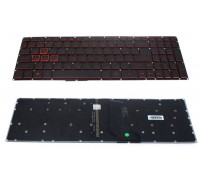 Клавиатура для ноутбука Acer Nitro AN515-51, AN515-52, AN515-53 черная, кнопки красные, с подсветкой