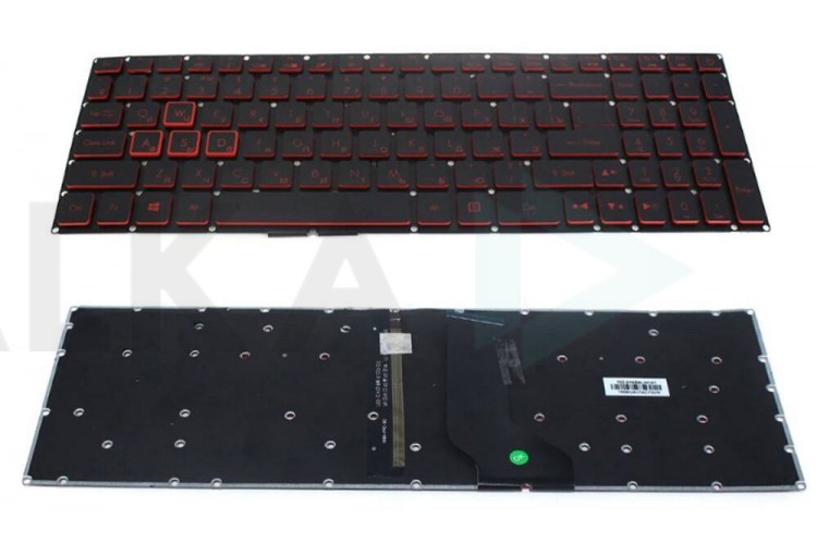 Клавиатура для ноутбука Acer Nitro AN515-51, AN515-52, AN515-53 черная, кнопки красные, с подсветкой