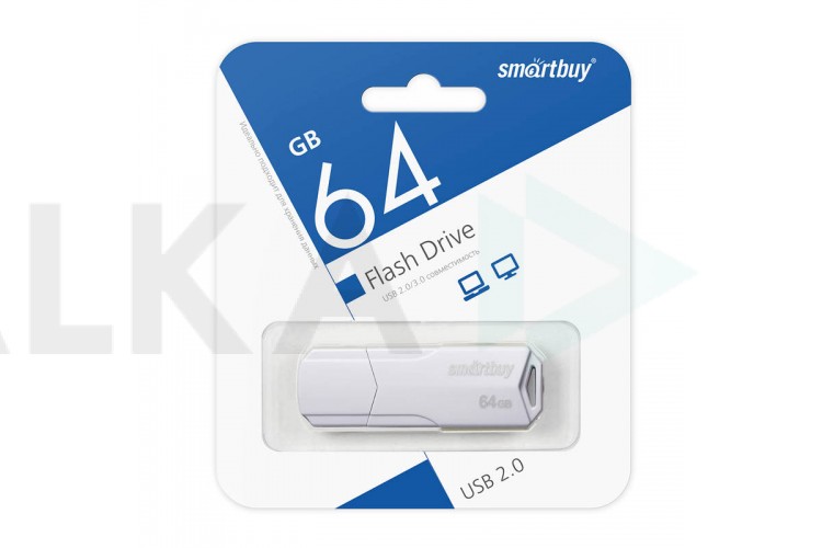 Флешка USB 2.0 SmartBuy CLUE White 64GB (SB64GBCLU-W)