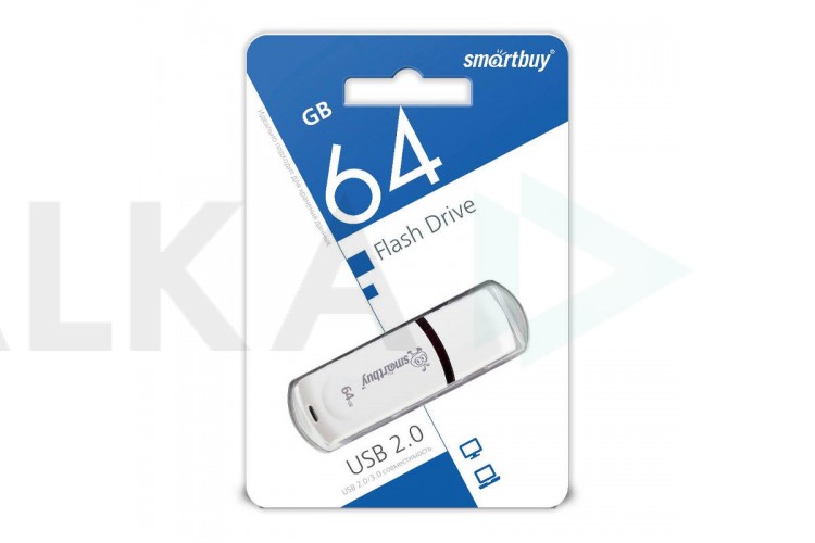 Флешка USB 2.0 Smartbuy Paean White 64GB (SB64GBPN-W)