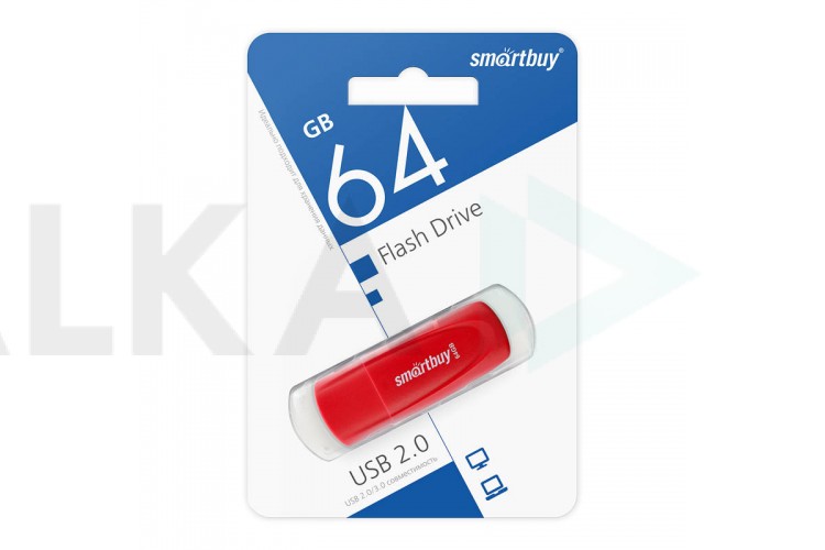 Флешка USB 2.0 SmartBuy Scout Red 64GB (SB064GB2SCR)