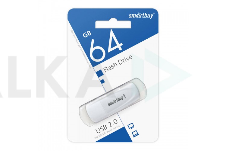 Флешка USB 2.0 SmartBuy Scout White 64GB (SB064GB2SCW)