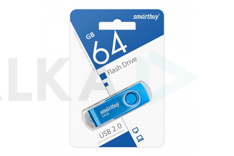 Флешка USB 2.0 SmartBuy Twist Blue 64GB (SB064GB2TWB)