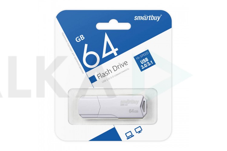 Флешка USB 3.0 /3.1 SmartBuy CLUE White 64GB (SB64GBCLU-W3)