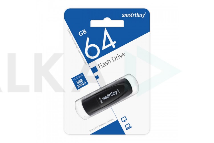 Флешка USB 3.0 /3.1 Smartbuy Scout Black 64GB (SB064GB3SCK)