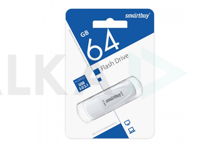 Флешка USB 3.0 /3.1 Smartbuy Scout White 64GB (SB064GB3SCK)