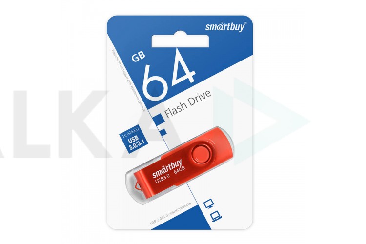 Флешка USB 2.0 SmartBuy Twist Red 64GB (SB064GB3TWR)