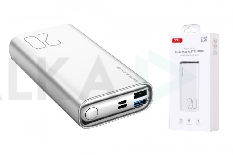 Универсальный дополнительный аккумулятор Power Bank XO PR230  QC22.5W full protocol + PD20W fast charging mobile power 20000 mAh White