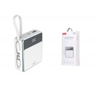 Универсальный дополнительный аккумулятор Power Bank XO PR224 QC 22.5W/PD 22.5W Mini Digital Fast Charger Self-charging Dual Cable 10000mAh White