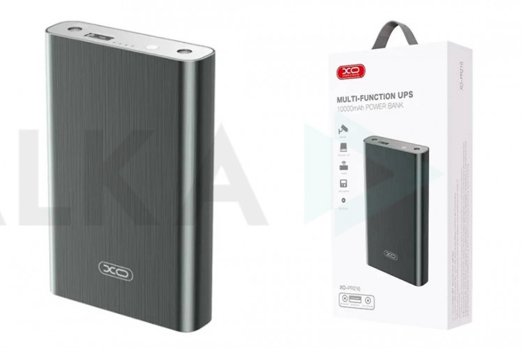 Универсальный дополнительный аккумулятор Power Bank XO PR216 UPS Multifunctional Uninterruptible Mobile Power Supply 10000mAh Gray