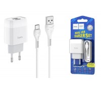 Сетевое зарядное устройство 2USB + кабель Type-C HOCO C73A Glorious (белый)