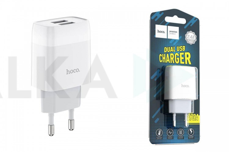 Сетевое зарядное устройство 2USB HOCO C73A Glorious 2400mAh (белый)