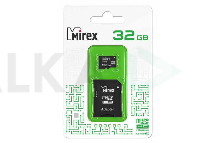 Карта памяти microSDHC MIREX 32 GB (class 10) с адаптером (13613-AD10SD32)