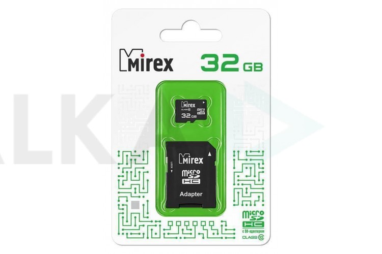 Карта памяти microSDHC MIREX 32 GB (class 10) с адаптером (13613-AD10SD32)