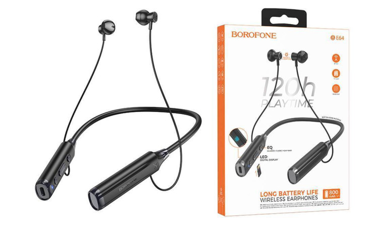 Наушники вакуумные беспроводные BOROFONE BE64 Perfect neckband wireless BT headset Bluetooth (черный) Наушники вакуумные беспроводные BOROFONE BE64 Perfect neckband wireless BT headset Bluetooth (черный)