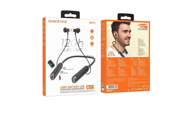 Наушники вакуумные беспроводные BOROFONE BE64 Perfect neckband wireless BT headset Bluetooth (черный) Наушники вакуумные беспроводные BOROFONE BE64 Perfect neckband wireless BT headset Bluetooth (черный)