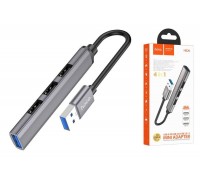 Разветвитель USB HUB 3.0 HOCO HB26 на 4 порта 1xUSB3.0 + 3xUSB2.0 (Metal Gray)